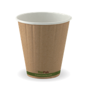 BioPak Kraft Green Stripe Cup Double Wall 390Ml 12Oz 40 Pack Fits Large Lids