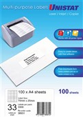 Unistat Multi Use 33UP Labels 100 Box