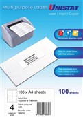 Unistat Multi Use 4UP Labels 100 Box