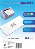 Unistat Multi Use 8UP Labels 100 Box