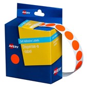 Avery Dispenser Dot Stickers 14mm Fluro Red 700 Pack Sold as Each 5 in a Box