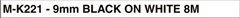 Brother MK221 Labelling Tape 9mm Black on White