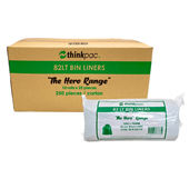 Aspire Bin Liners Hospitality 82L Black  25 Per Roll Sold as Each 10 in a Box