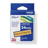 Brother TZeB51 Labelling Tape 24mmx8m Black on Fluro Orange