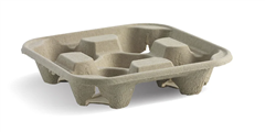 BioPak 4Cup Tray  Natural 75 Pack