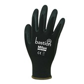 Milan Nylon Glove 13G Black Sandy Foam Nitrile Medium  Size 8 Pair